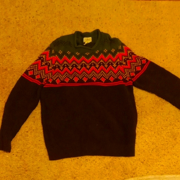 Ll Bean Crewneck Knitted Sweater. Size:L, Color:green, Orange, Grey, Black. - Picture 1 of 3